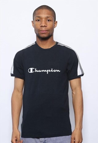 VINTAGE CHAMPION BIG LOGO SPELLOUT T-SHIRT BLACK
