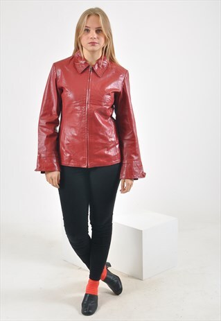 VINTAGE REAL LEATHER JACKET IN MAROON