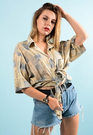 VINTAGE BOYFRIEND FIT ABSTRACT PATTERN SHIRT