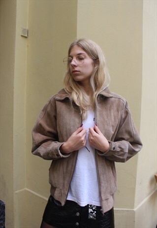 VINTAGE 90' OLDSCHOOL COOL ANTIQUE SUEDE ZIPPED JACKET