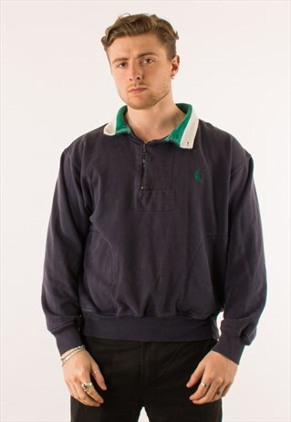 VINTAGE 90S NAVY NAUTICA QUARTER ZIP LARGE