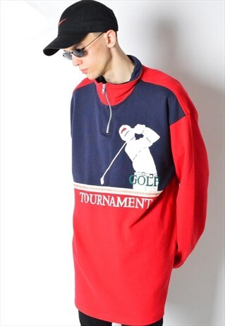 VINTAGE 90S RED GOLF 1/4 ZIPPER SWEATSHIRT