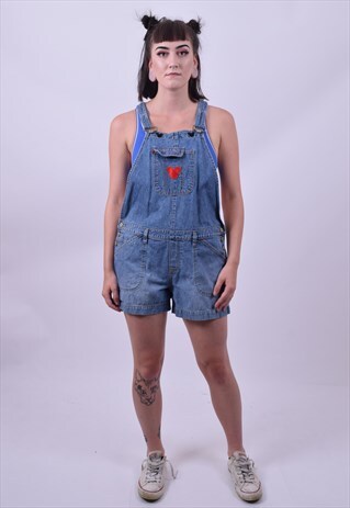 VINTAGE 80'S DENIM DUNGAREE SHORTS SIZE 6 8 10 12