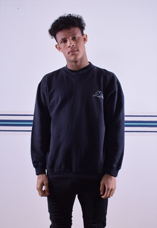 FADED BLACK KAPPA EMBROIDERED SWEATSHIRT