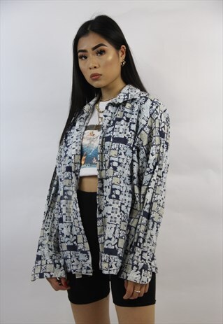 VINTAGE 90'S BLUE PATTERNED SHIRT