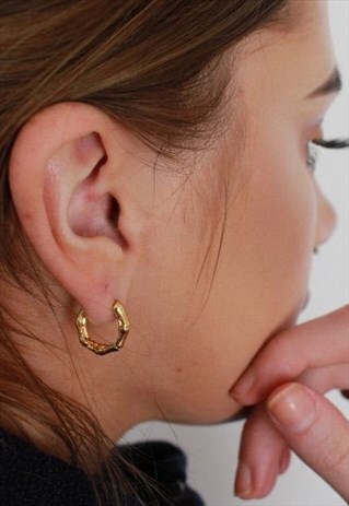 24K GOLD FILLED BAMBOO MINI HOOPS