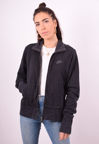 NIKE WOMENS VINTAGE TRACKSUIT TOP JACKET XL BLACK 90'S