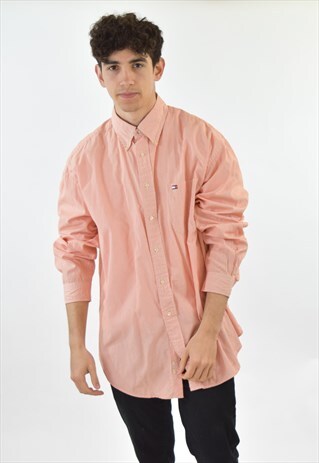 VINTAGE 90S ORANGE STRIPED TOMMY HILFIGER SHIRT