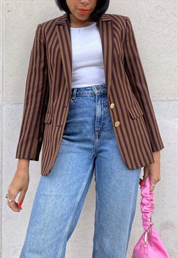 Vintage 70s brown stripe blazer