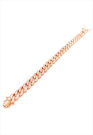 CUBAN CHAIN PAVED BRACELET ROSE GOLD PLATED