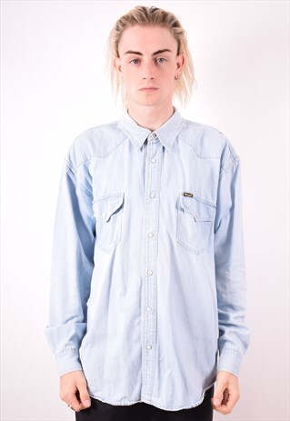 MENS VINTAGE DENIM SHIRT XL BLUE 90S