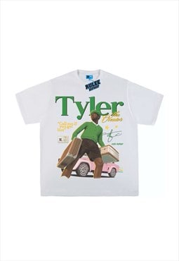 White Tyler The Creator Graphic Cotton Fans T shirt tee 