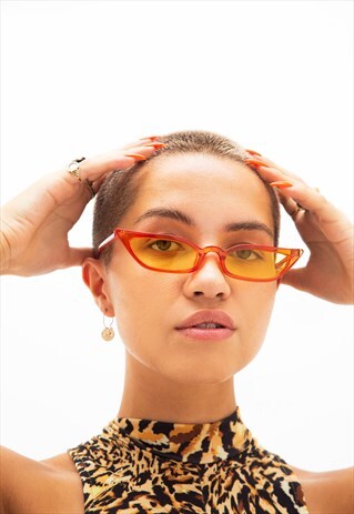 ELIZA - SUPER SKINNY ORANGE CAT EYE SUNGLASSES