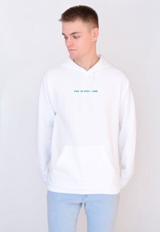 WHITE YOU'RE TOO CLOSE (BLUE) HOODIE