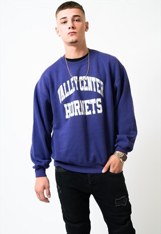 VINTAGE VALLEY CENTRE HORNETS PURPLE SWEATSHIRT LARGE