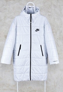 Nike White Puffer Parka Jacket Therma-Fit Men's Small