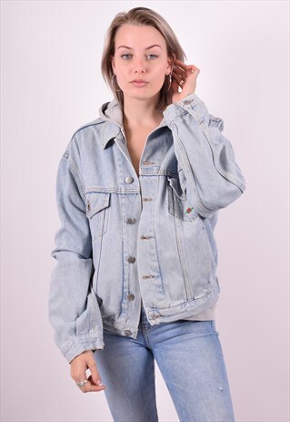 WOMENS VINTAGE DENIM JACKET LARGE BLUE 90'S