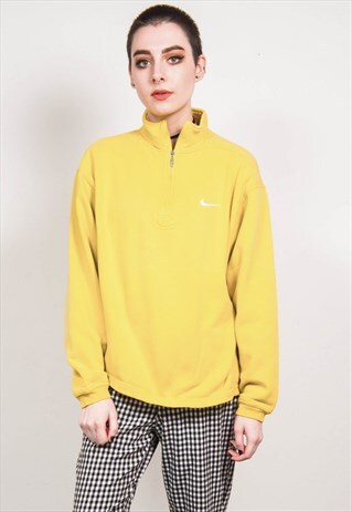 NIKE VINTAGE 90'S YELLOW QAURTER ZIP SWEATSHIRT JUMPER