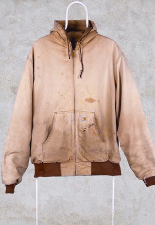 VINTAGE CARHARTT WORK JACKET BOMBER BEIGE DISTRESSED XL