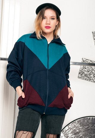 80S VINTAGE COLOUR BLOCK TRACK JACKET