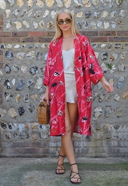 Vintage Red Kimono Festival Japanese Y2K
