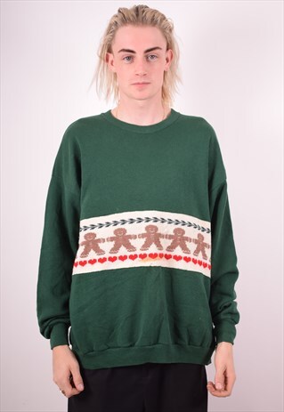 LEE MENS VINTAGE SWEATSHIRT JUMPER XXL GREEN 90S