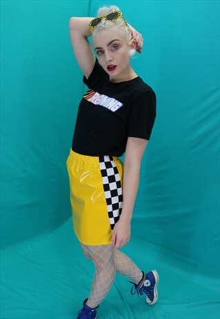 YELLOW PVC MINI WITH CHECKERBOARD DETAILING