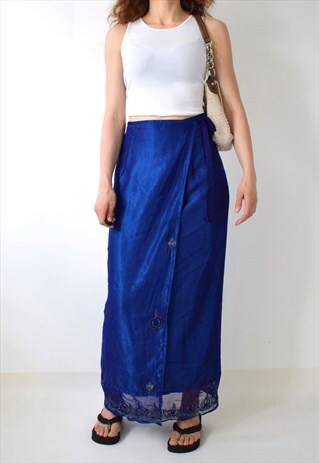VINTAGE 90S WRAP SARONG TIE UP IRIDESCENT PAISLEY HIGH SKIRT