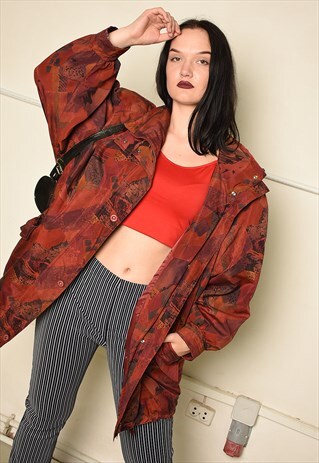 VINTAGE 80S ABSTRACT PRINT ATHLEISURE PARKA JACKET