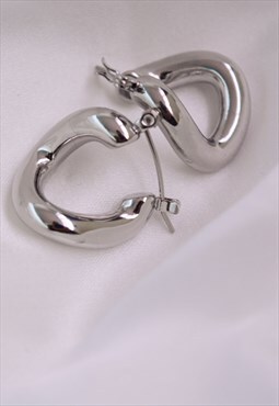 Twisted Silver Hoop Earrings