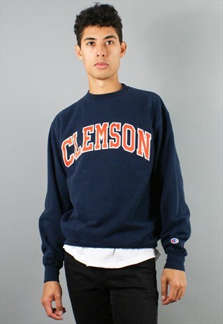 CHAMPION SWEATSHIRT, EMBROIDERED SWEATER COLLEGE