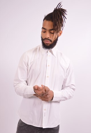 CALVIN KLEIN MENS VINTAGE SHIRT LARGE WHITE 90S