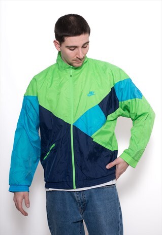 VINTAGE NIKE 80S SILVER TAG GREEN TRACK LIGHT JACKET