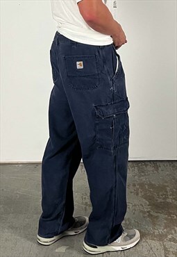 Vintage Carhartt Cargo Pants Men's Navy Blue