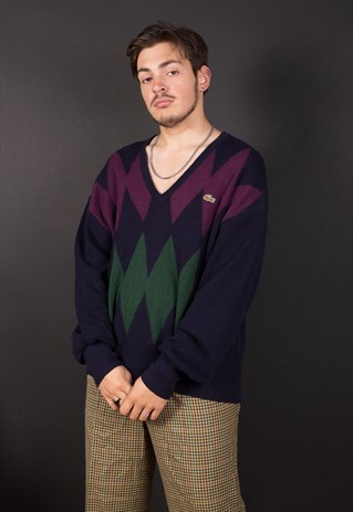 VINTAGE V-NECK LACOSTE KNIT JUMPER
