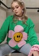 EXCLUSIVE THREADED TRIBE Y2K GREEN SMILEY FLOWER SWEATSHIRT