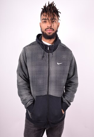 NIKE MENS VINTAGE HOODIE JACKET XL BLACK 90'S