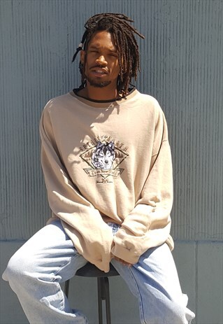 90S DROP SHOULDER TIMBER WOLVES BEIGE SWEATSHIRT XXL