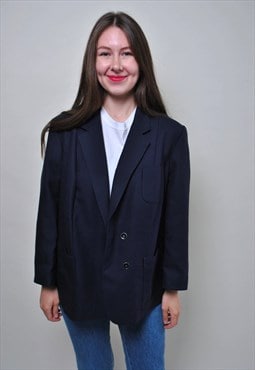 Vintage 90s wool blazer, double breasted suit jacket