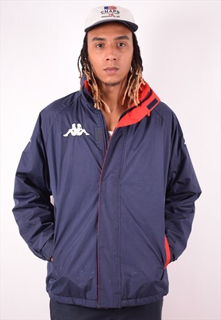 KAPPA MENS VINTAGE PADDED JACKET XL NAVY BLUE 90S