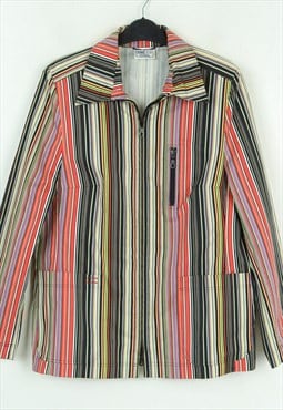 Womens Vintage Funky Multicoloured Pintriped Coat Jacket