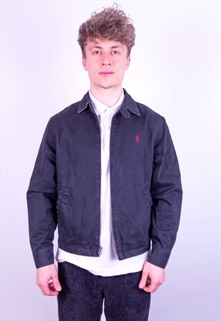 VINTAGE RALPH LAUREN HARRINGTON JACKET IN BLACK MEDIUM