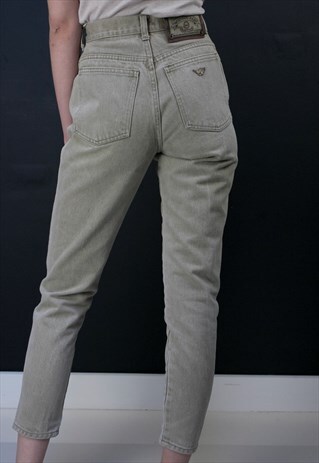 CREAM HIGH WAISTED JEANS