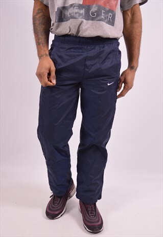 NIKE MENS VINTAGE TRACKSUIT TROUSERS MEDIUM NAVY BLUE 90S