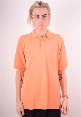 LOTTO MENS VINTAGE POLO SHIRT LARGE ORANGE 90S