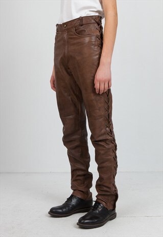 VINTAGE BROWN LEATHER TROUSERS BOTTOMS