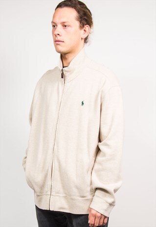 RALPH LAUREN BEIGE ZIP FASTEN SWEATSHIRT JUMPER