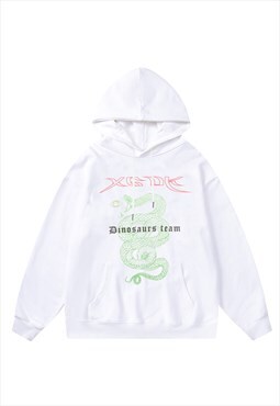 Snake hoodie dragon pullover premium grunge jumper in white
