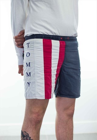 VINTAGE TOMMY HILFIGER TRUNKS LOGO SHORTS 90S L 6.3