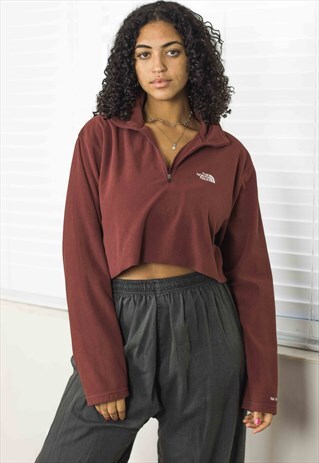 VINTAGE THE NORTH FACE LONGSLEEVE FLEECE CROP TOP LOGO 8.4